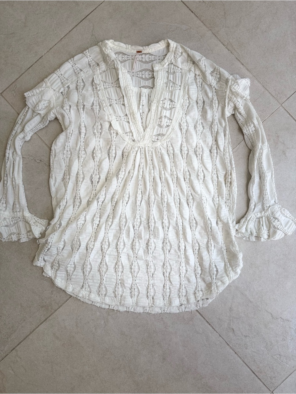 FREE PEOPLE Ivory Candy Shop Lace Tunic